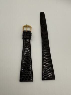 16mm KREISLER Genuine Lizard Brown NOS Vintage Watch Band & Gold-Tone Buckle